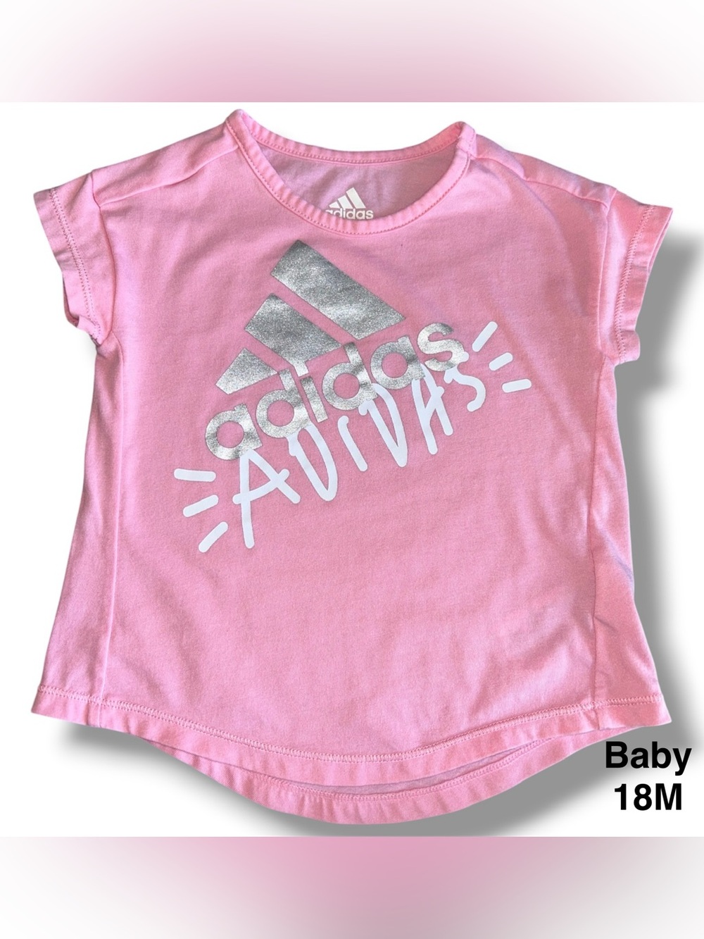 adidas Girls' Pink Logo Tee size 18 Months